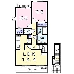 エクセレントアベリア 2LDKの間取図画像