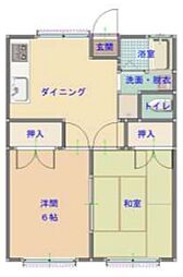 錦江荘 2DKの間取図画像