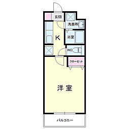 ハミング愛野 1Kの間取図画像