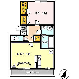 グランドソレイユ 1LDKの間取図画像