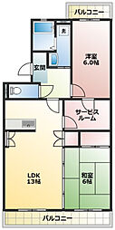 マンション東亜 2SLDKの間取図画像