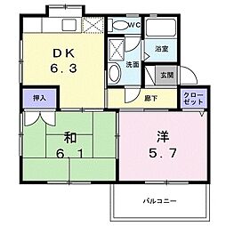 フレスコル山本 2DKの間取図画像