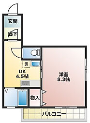 ソレイユ 1DKの間取図画像