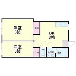 マンションニューエアラ 2DKの間取図画像
