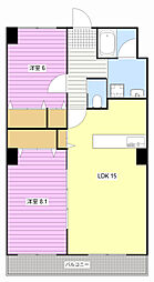 ラフィーネ掛川b2 2LDKの間取図画像