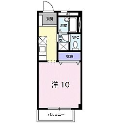 リュエル1 1Kの間取図画像