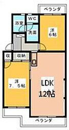 ガーデン緑ケ丘 2LDKの間取図画像