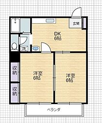 アパート光洋 2DKの間取図画像