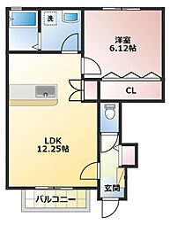 エムズコート春岡 1LDKの間取図画像
