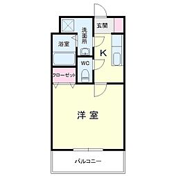 SunRise五番館 1Kの間取図画像