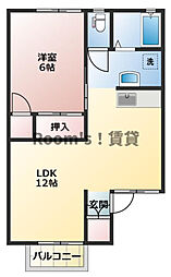 リヴェールA 1LDKの間取図画像