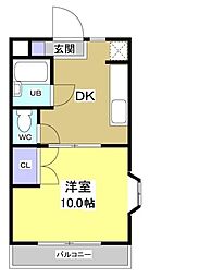 ローランギャロス 1DKの間取図画像