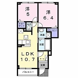 掛川市小鷹町アパート 2LDKの間取図画像