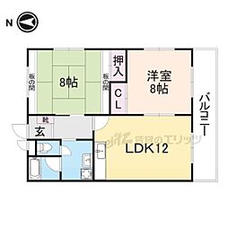 メゾンフルール 2階2LDKの間取り