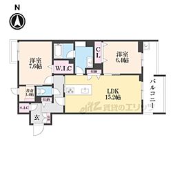 シャトードール　プレミア 4階2LDKの間取り