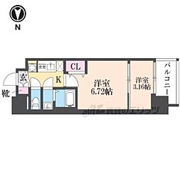 AELL OSAKA EAST 15階2Kの間取り