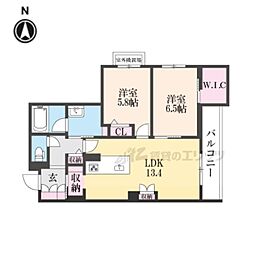 シャーメゾン　レソール 2階2LDKの間取り