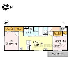 萩II 2階2LDKの間取り