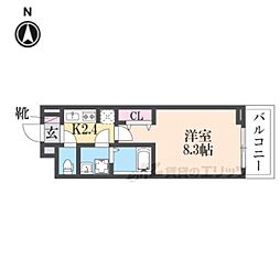 近鉄奈良線 八戸ノ里駅 徒歩6分の賃貸アパート 1階1Kの間取り