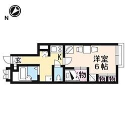 レオパレス寧楽 1階1Kの間取り