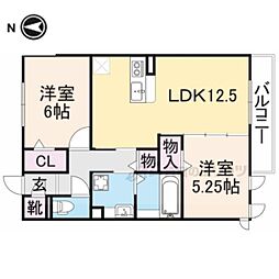 グレイス 3階2LDKの間取り
