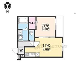 JR片町線(学研都市線) 徳庵駅 徒歩3分の賃貸アパート 1階1LDKの間取り