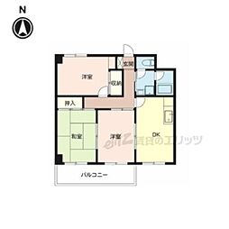 近鉄奈良線 八戸ノ里駅 徒歩7分の賃貸マンション 4階3DKの間取り