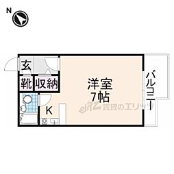 近鉄奈良線 富雄駅 徒歩21分の賃貸マンション 1階ワンルームの間取り