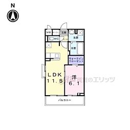 Ｓｕｎｌｉｔ大和郡山 2階1LDKの間取り