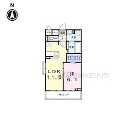 近鉄橿原線 九条駅 徒歩3分の賃貸アパート 2階1LDKの間取り