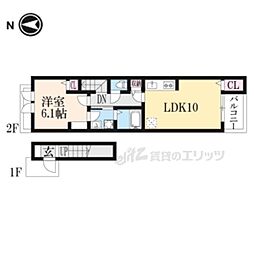 Ｂｅｌｌｅ　Ｖｉｌｌｅ　Ｂ―I 2階1LDKの間取り