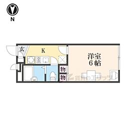 近鉄奈良線 大和西大寺駅 徒歩11分の賃貸アパート 1階1Kの間取り