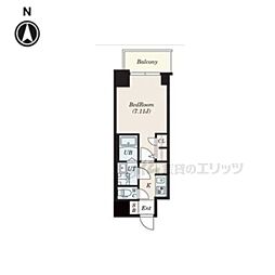 Osaka Metro中央線 高井田駅 徒歩9分の賃貸マンション 2階1Kの間取り