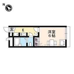 レオパレスいぶき 2階1Kの間取り