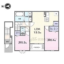 ゴールドメゾン 2階2LDKの間取り
