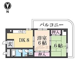 三郷駅前ビル 4階2DKの間取り