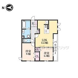 レジデンス三條 1階2LDKの間取り