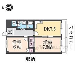 Belong東花園 2DKの間取図画像
