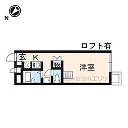 レオパレスビッグリバー 1Kの間取図画像