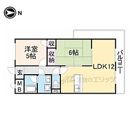 フローリッシュ北田 2LDKの間取図画像