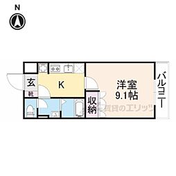 クリスタルビュー1 1Kの間取図画像