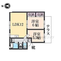 スカイハイツ喜里ケ丘B棟 2LDKの間取図画像