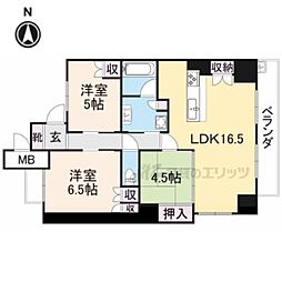 ローレルコート生駒ウエストレジデンス 3LDKの間取図画像