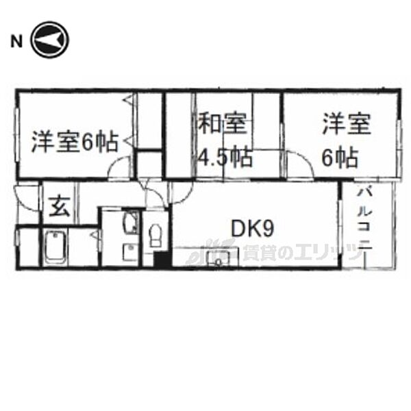 ライフコート萩の台 203｜奈良県生駒市萩の台１丁目(賃貸マンション3DK・2階・61.60㎡)の写真 その2