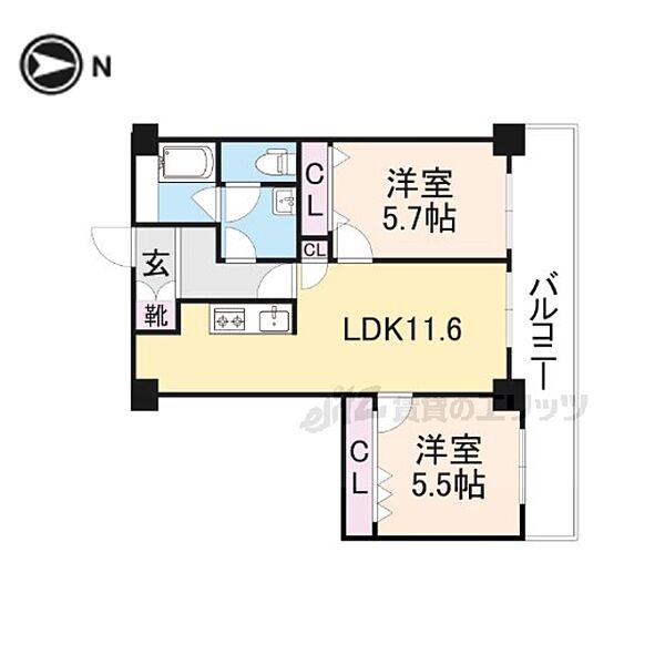 アルファグランデ 412｜奈良県奈良市大宮町６丁目(賃貸マンション2LDK・4階・54.30㎡)の写真 その2