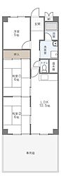 メロディーハイム守口C棟 3LDKの間取図画像