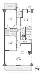 ローレルコート北千里 3LDKの間取図画像