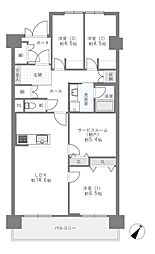 日興千里丘スカイマンションA棟 3SLDKの間取図画像