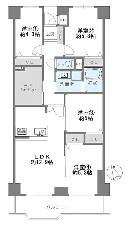 4LDK 間取り
