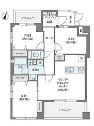 ユニ・アルス新大阪WEST 3LDKの間取図画像